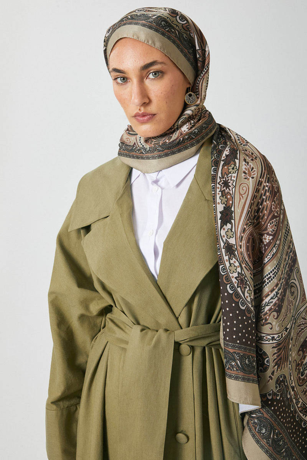 Kruvaze Keten Trenç Haki - 4