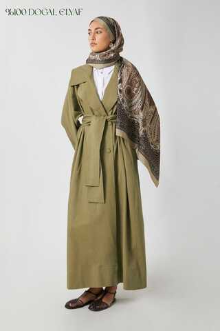 Kruvaze Keten Trenç Haki - 1