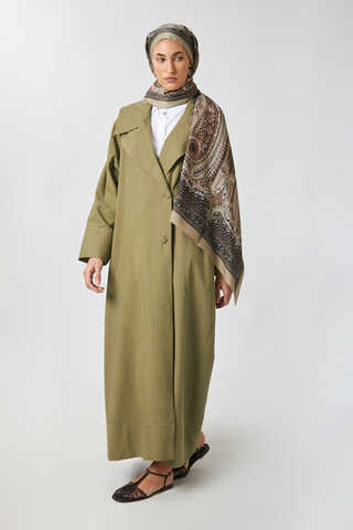 Kruvaze Keten Trenç Haki - 7