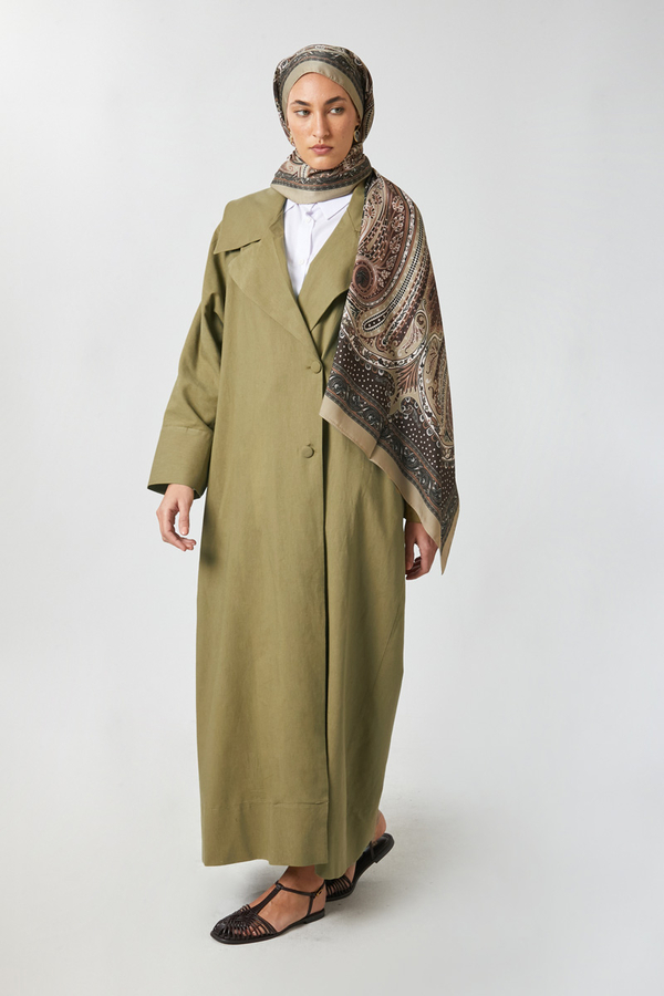 Kruvaze Keten Trenç Haki - 7