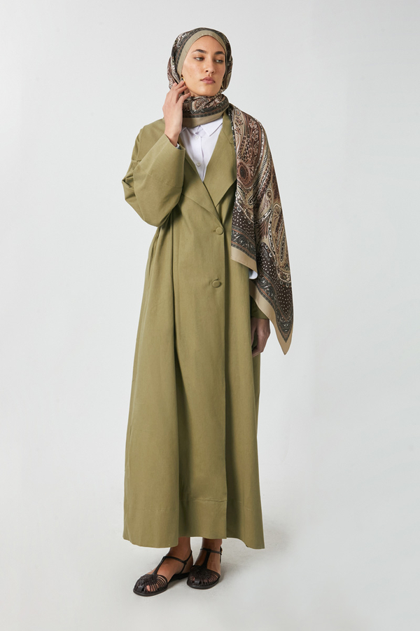 Kruvaze Keten Trenç Haki - 8