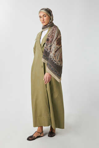 Kruvaze Keten Trenç Haki - 9