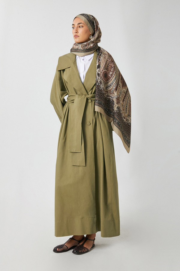 Kruvaze Keten Trenç Haki - 10