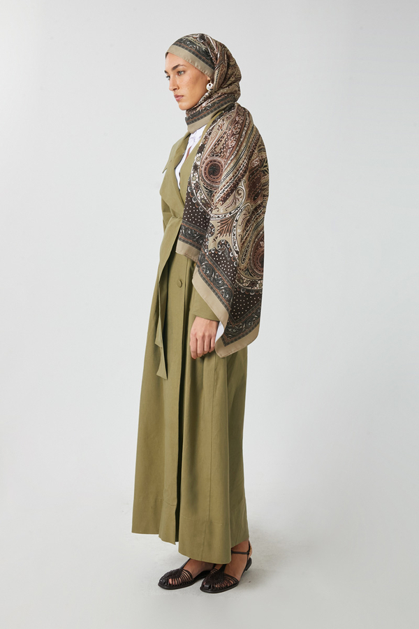 Kruvaze Keten Trenç Haki - 11