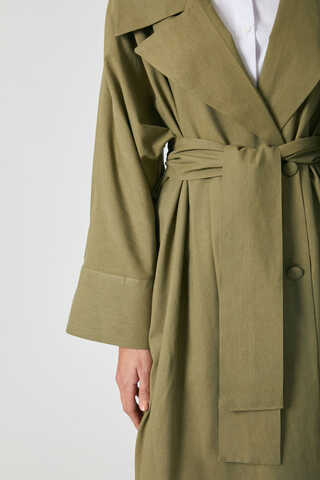 Kruvaze Keten Trenç Haki - 5