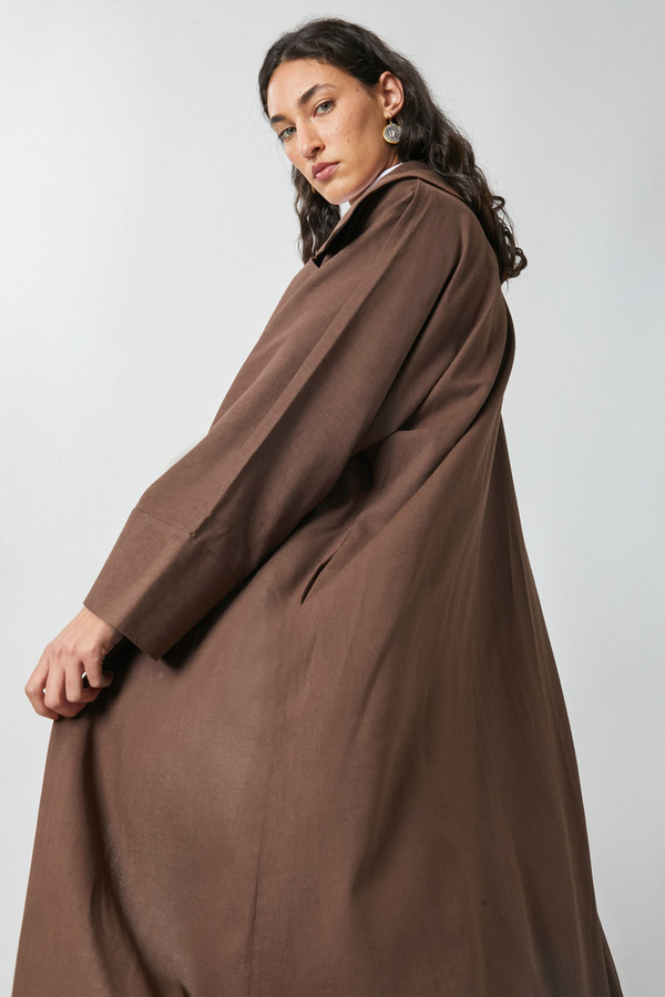 Kruvaze Keten Trenç Kahverengi - 9