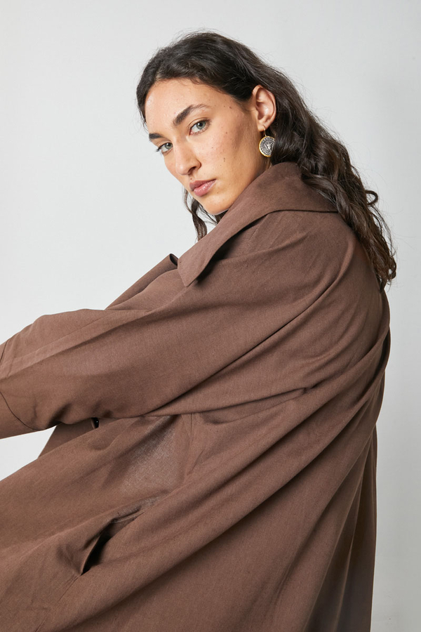 Kruvaze Keten Trenç Kahverengi - 10