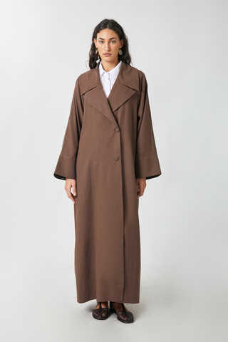 Kruvaze Keten Trenç Kahverengi - 2