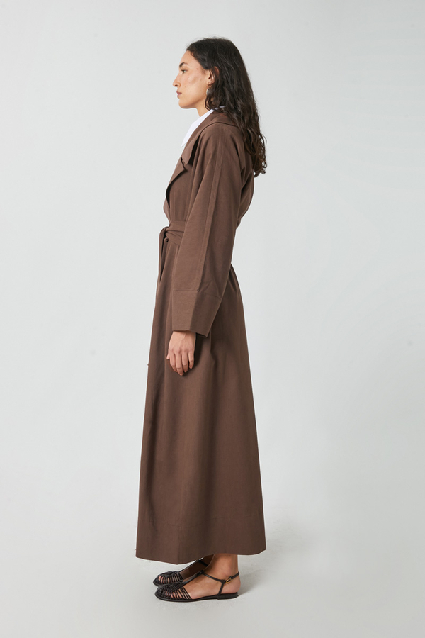 Kruvaze Keten Trenç Kahverengi - 5