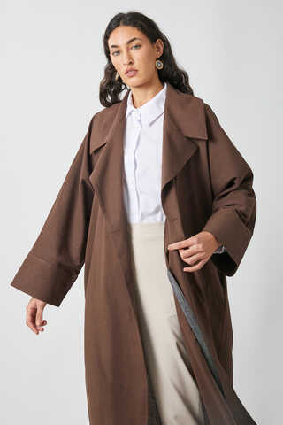 Kruvaze Keten Trenç Kahverengi - 7