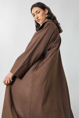 Kruvaze Keten Trenç Kahverengi - 9