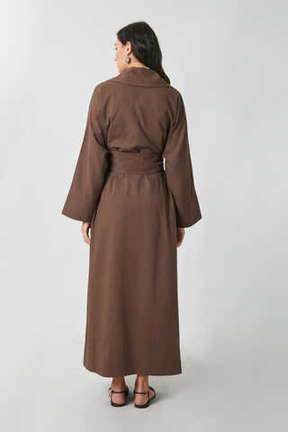 Kruvaze Keten Trenç Kahverengi - 15