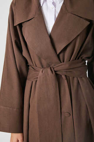 Kruvaze Keten Trenç Kahverengi - 12