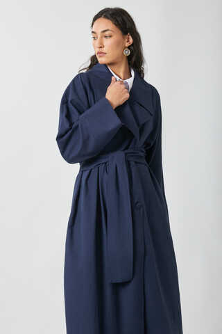 Kruvaze Keten Trenç Lacivert - 9