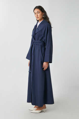 Kruvaze Keten Trenç Lacivert - 12