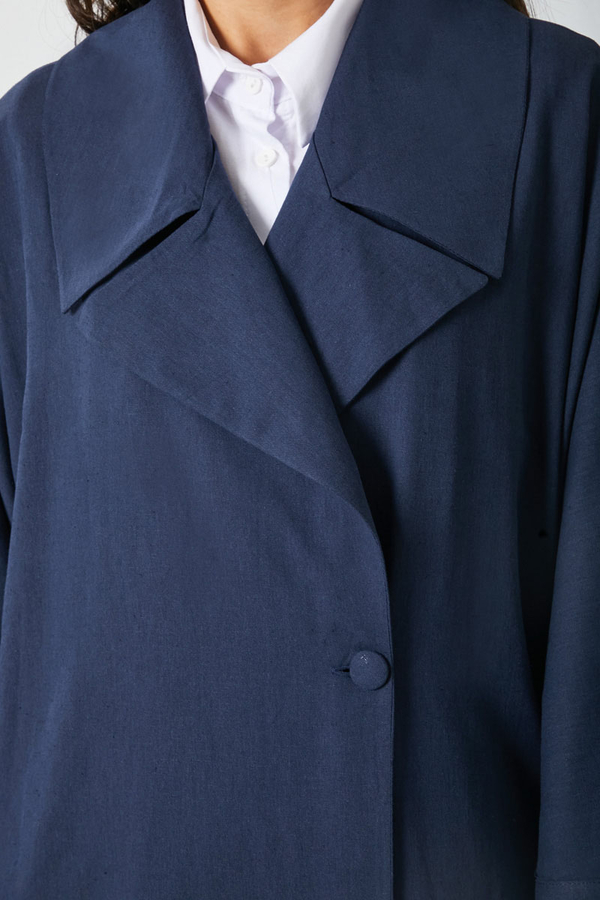 Kruvaze Keten Trenç Lacivert - 10