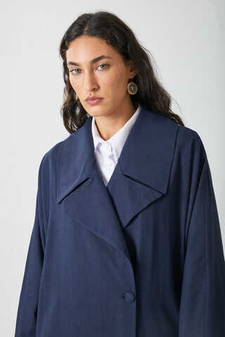 Kruvaze Keten Trenç Lacivert - 3