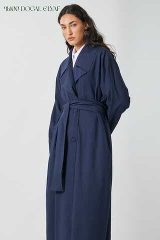 Kruvaze Keten Trenç Lacivert - 1