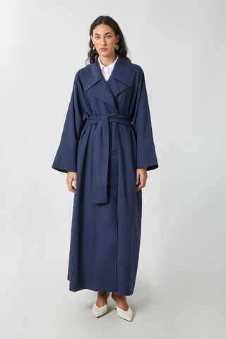 Kruvaze Keten Trenç Lacivert - 2