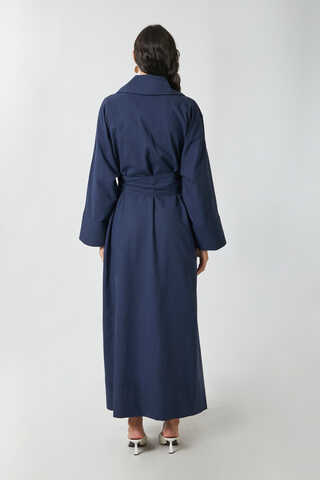 Kruvaze Keten Trenç Lacivert - 13