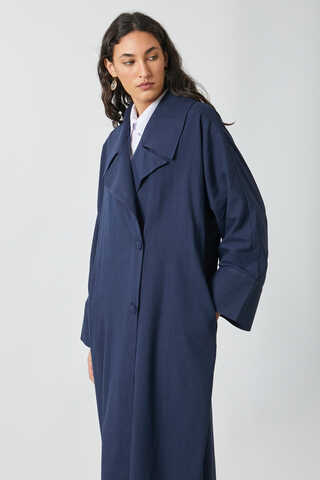 Kruvaze Keten Trenç Lacivert - 7