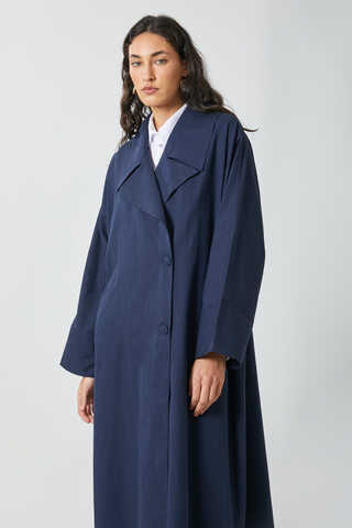 Kruvaze Keten Trenç Lacivert - 5