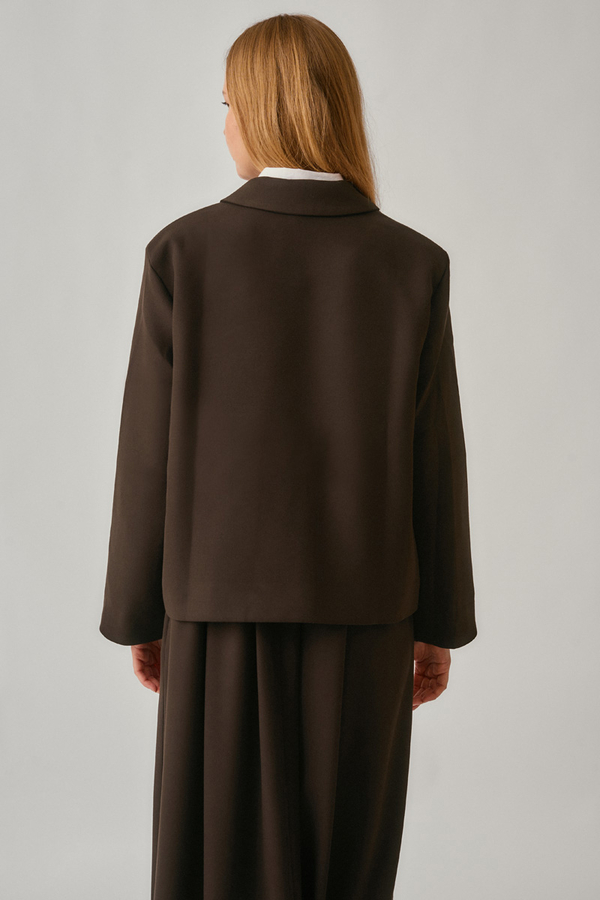 Kruvaze Kısa Ceket Acı Kahve - 8