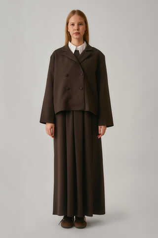 Kruvaze Kısa Ceket Acı Kahve - 2