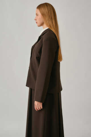 Kruvaze Kısa Ceket Acı Kahve - 7