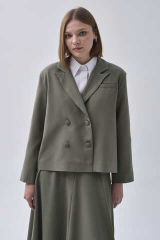 Kruvaze Kısa Ceket Çağla Yeşili - 6