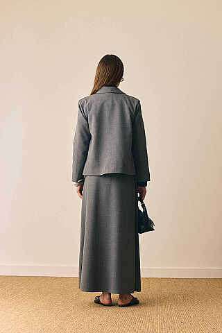 Kruvaze Kısa Ceket Gri - 5