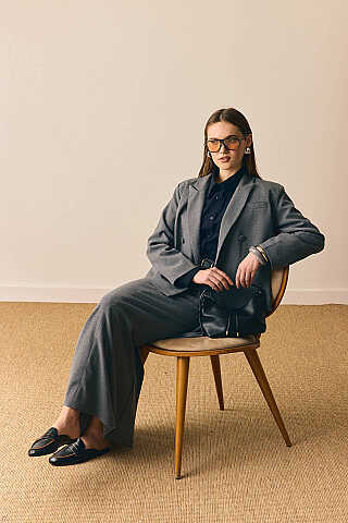 Kruvaze Kısa Ceket Gri - 7