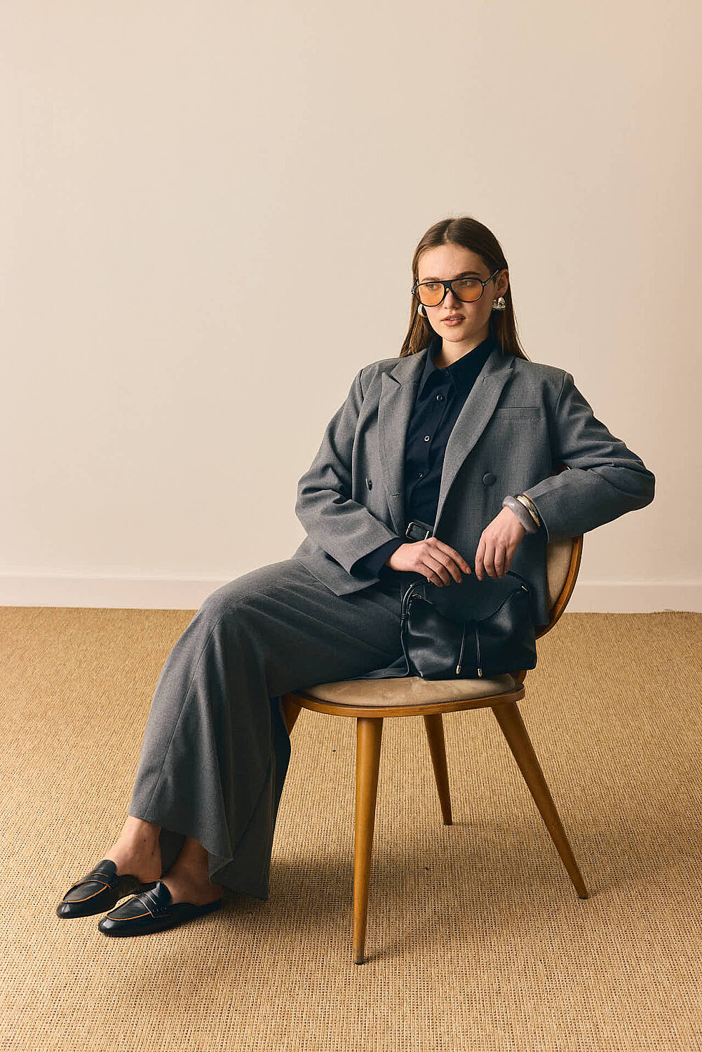 Kruvaze Kısa Ceket Gri - 7