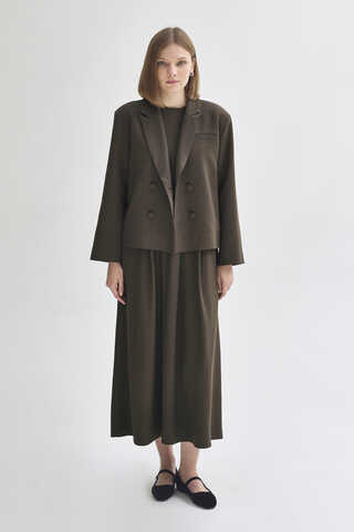 Kruvaze Kısa Ceket Kahverengi - 1