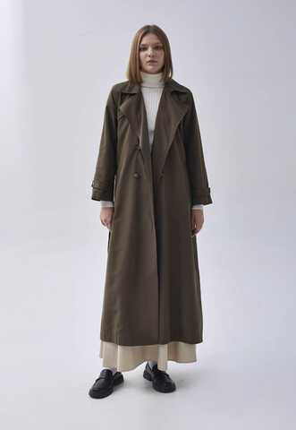 Kruvaze Klasik Trençkot Koyu Haki - 2