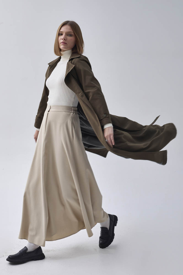 Kruvaze Klasik Trençkot Koyu Haki - 6