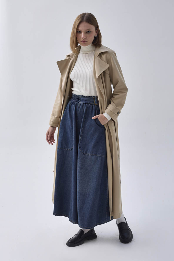 Kruvaze Klasik Trençkot Taş - 10