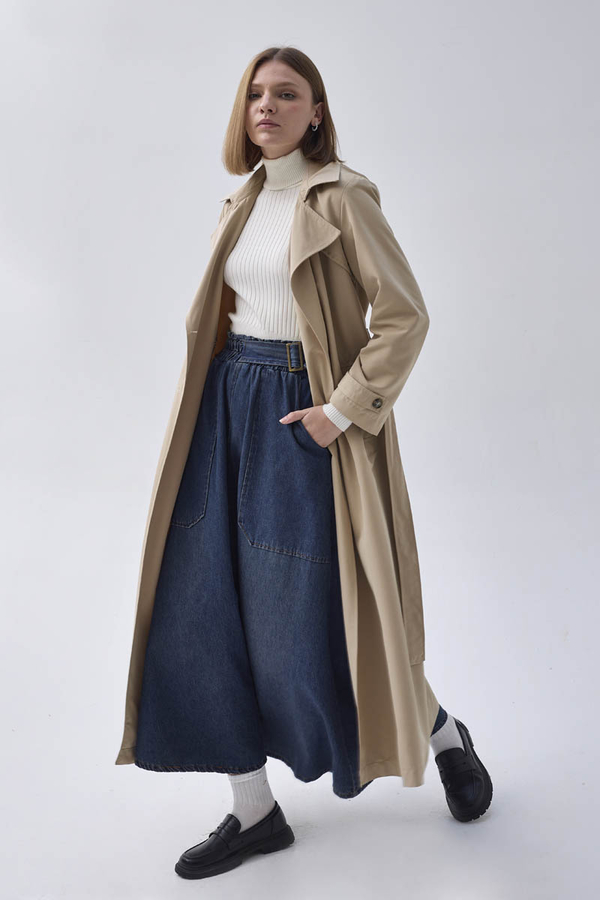 Kruvaze Klasik Trençkot Taş - 12