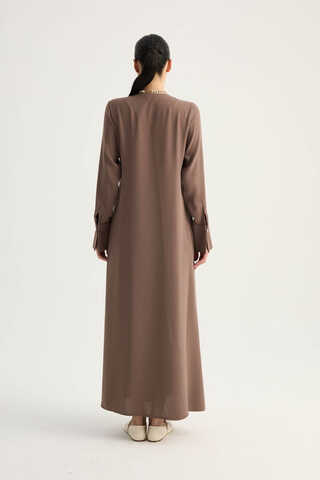 Kruvaze Krep Abaya Kahverengi - 13