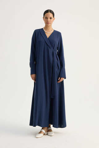 Kruvaze Krep Abaya Lacivert - 2