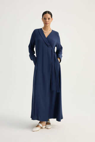Kruvaze Krep Abaya Lacivert - 3