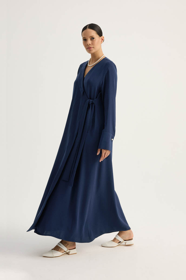 Kruvaze Krep Abaya Lacivert - 6