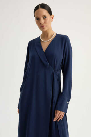 Kruvaze Krep Abaya Lacivert - 1