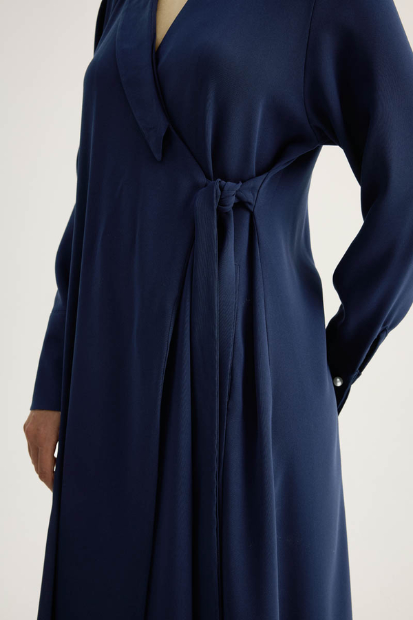 Kruvaze Krep Abaya Lacivert - 8