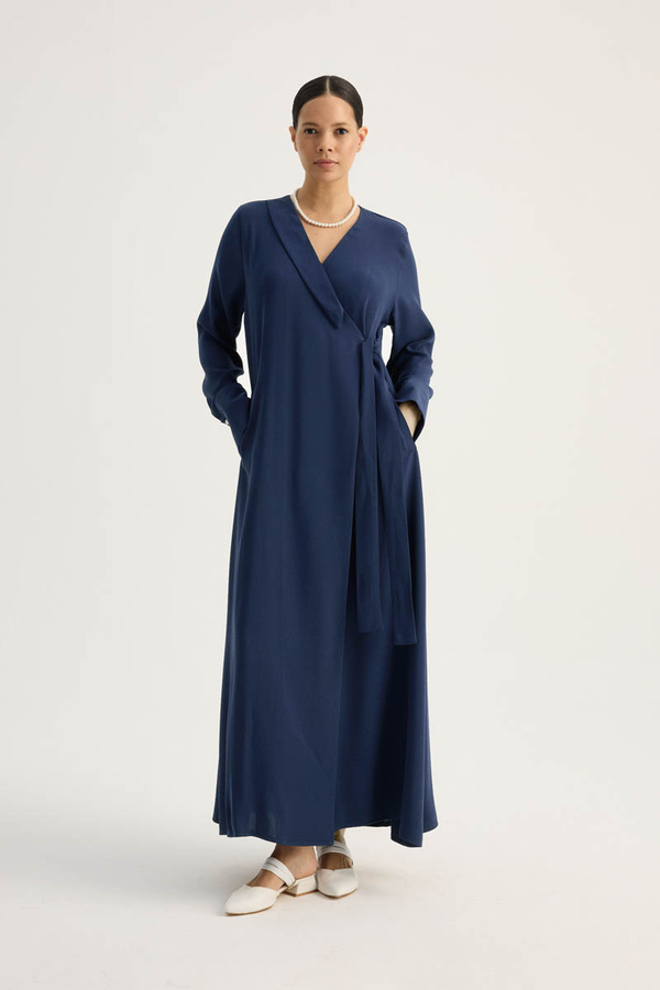 Kruvaze Krep Abaya Lacivert - 3