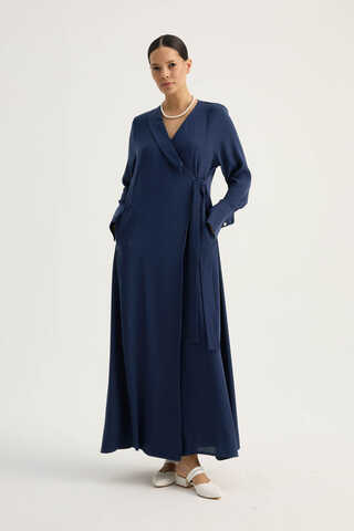 Kruvaze Krep Abaya Lacivert - 4