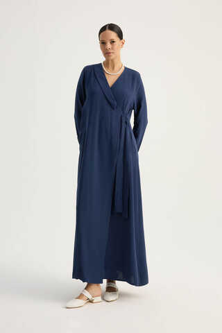 Kruvaze Krep Abaya Lacivert - 5