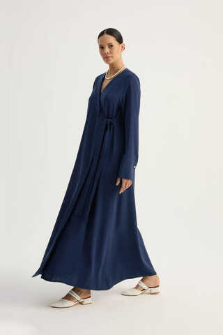 Kruvaze Krep Abaya Lacivert - 6
