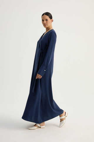 Kruvaze Krep Abaya Lacivert - 7
