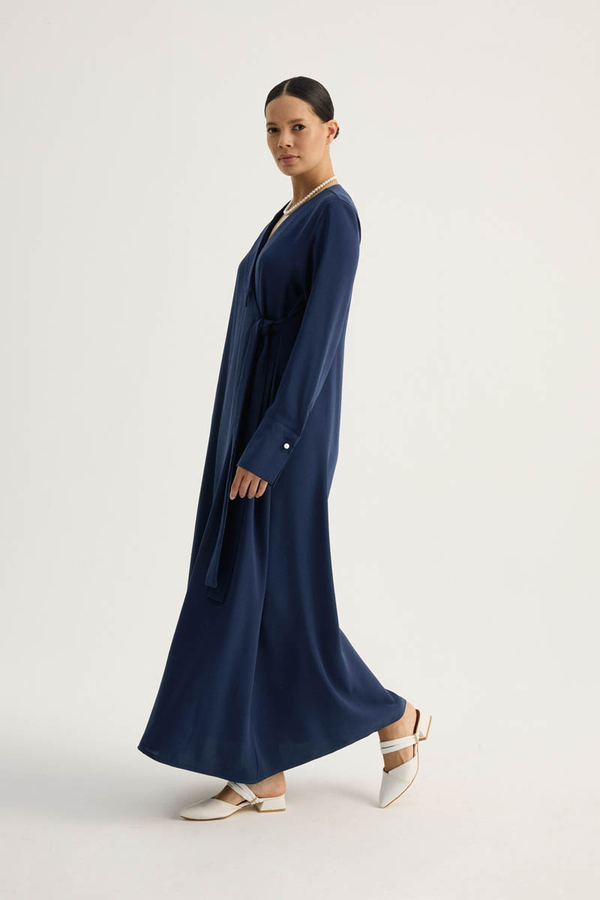 Kruvaze Krep Abaya Lacivert - 7